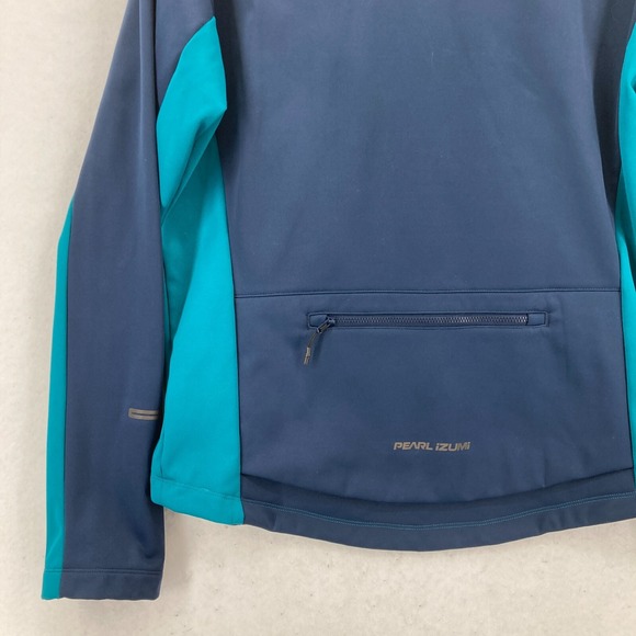 Pearl Izumi Cycling Jacket Mens Large Blue Color Block Soft Shell Outdoors - Picture 11 of 13